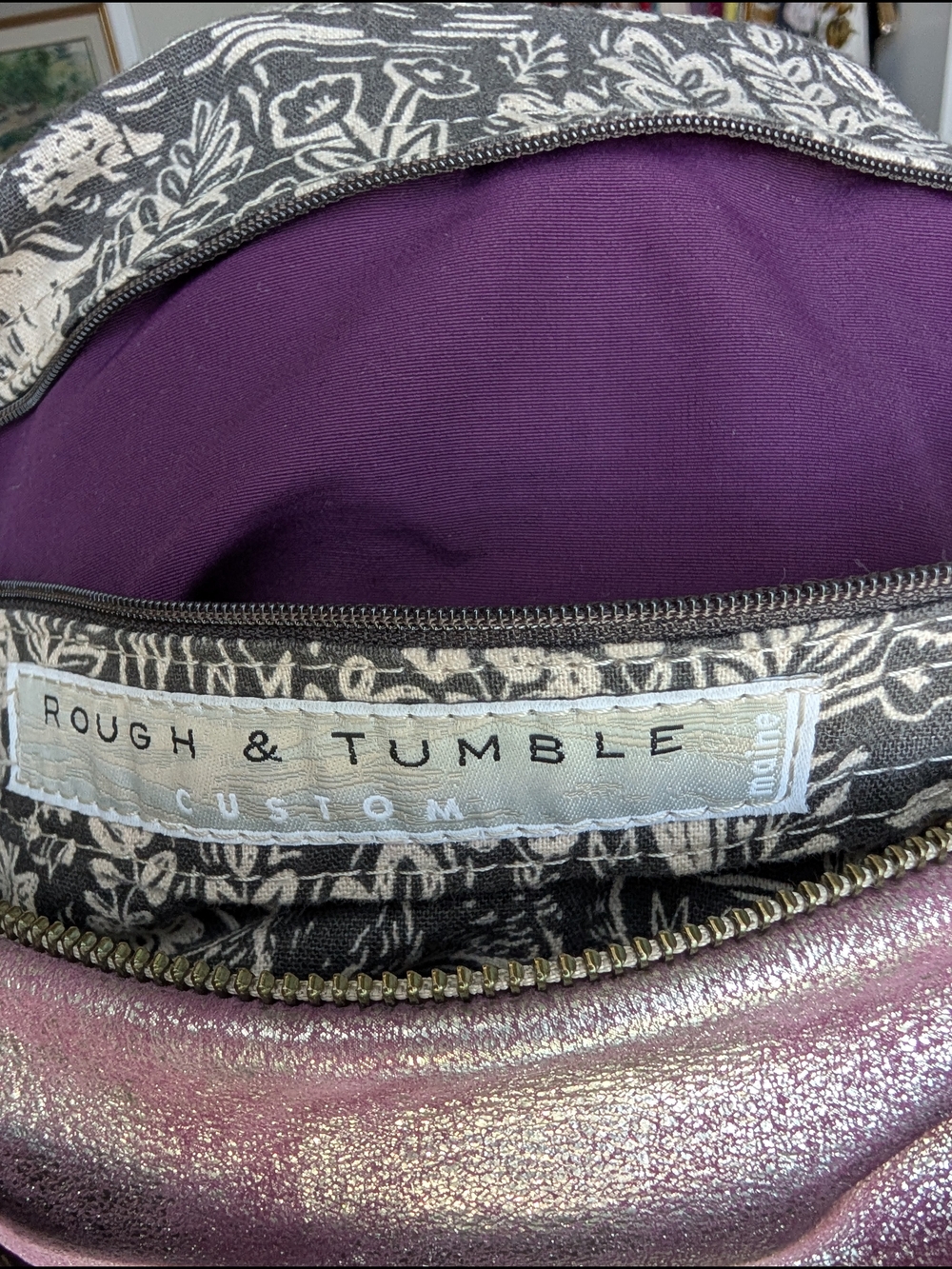 NWOT Rough & Tumble CUSTOM- Duffel Single Zip 3-in-1 Hobo Lamb Leather Gold/Pink - Picture 10 of 15